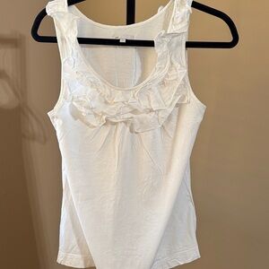 GAP Cream Ruffled Tank Top